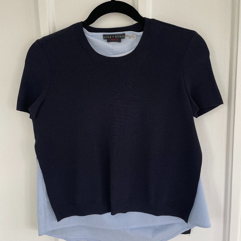 Alice + Olivia layered short sleeve sweater top
